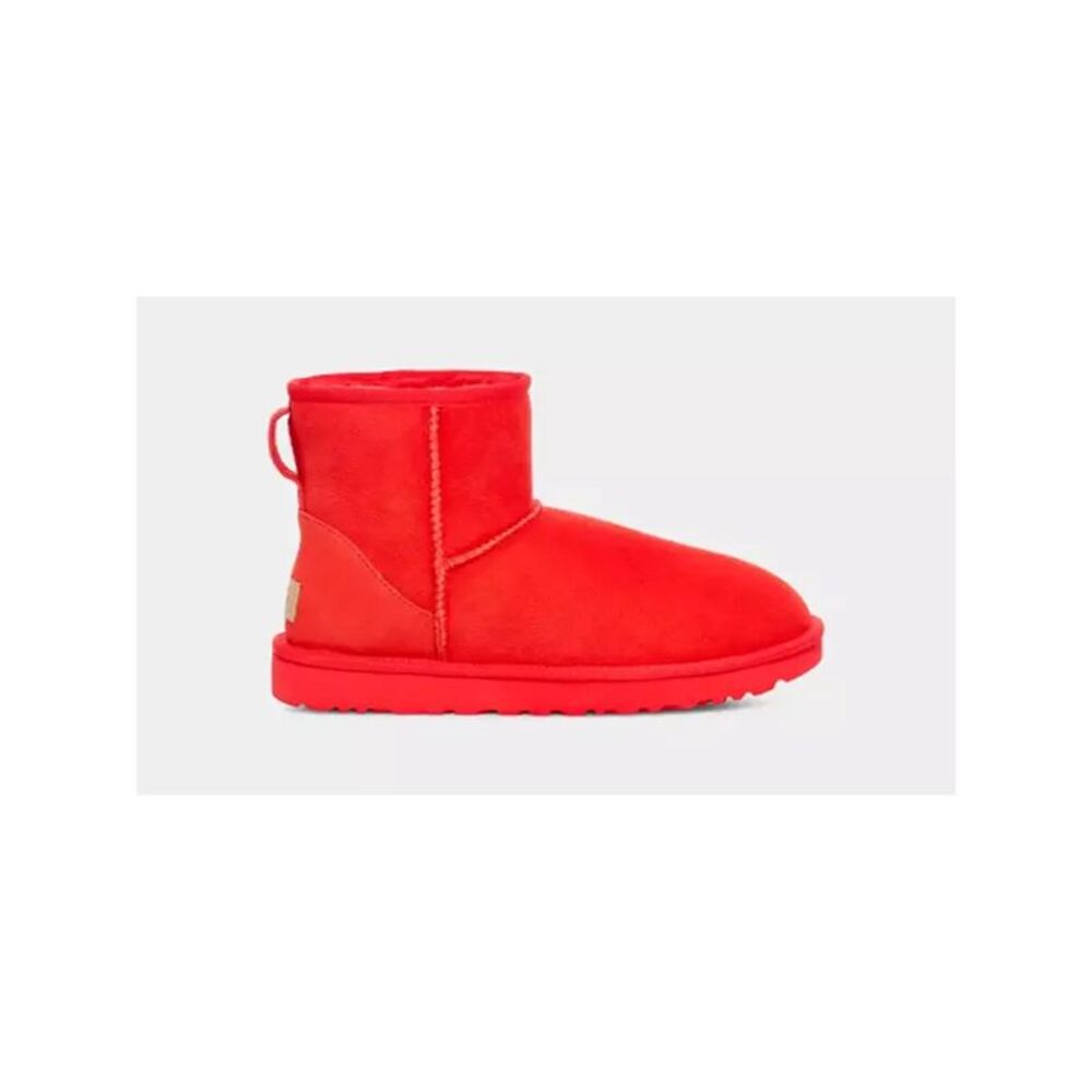 UGG Womens Red Back Pull-Tab Classic Ii Round Toe Wedge Leather Winter Boots 5 - Picture 3 of 4